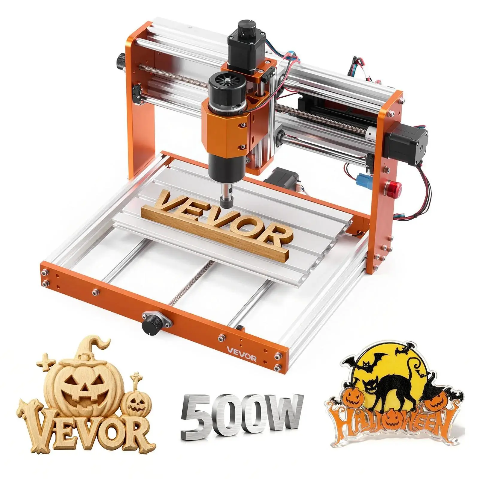 【Summerfinds】VEVOR CNC Router Machine, 500W Spindle, 3-Axis Wood Engraving Milling Machine, with 300 x 180 x 80 mm Working Area, Offline Controller, Limit Switch, E-Stop, for Wood Acrylic Plastic Carving Cutting