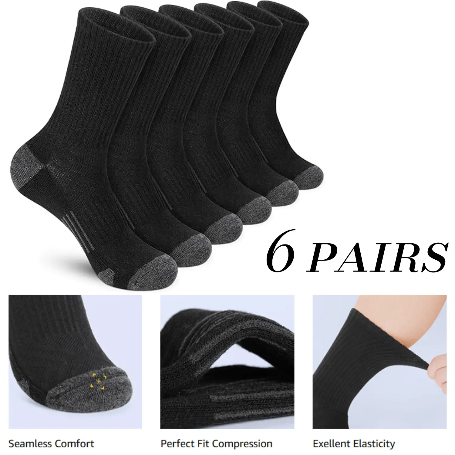 Men's Compression Running Crew Socks, Enhanced Performance, Cushioned, Arch Support, Breathable, Moisture-Wicking for Long-Wear Comfort (Party Bag Gift Addition for Home & Festive Supplies), Compression Socks