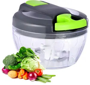 Manual Food Processor Vegetable Chopper, Portable Hand Pull String Garlic Mincer Onion Cutter for Veggies, Ginger, Fruits, Nuts, Herbs, etc., 500ml,（Gray-green）