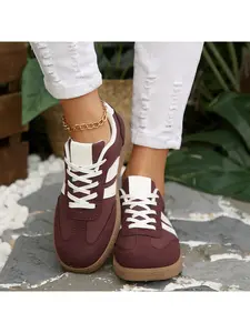 Versatile Retro Trainers, 2 Colors, Suede Patchwork, All-Season Casual Shoes