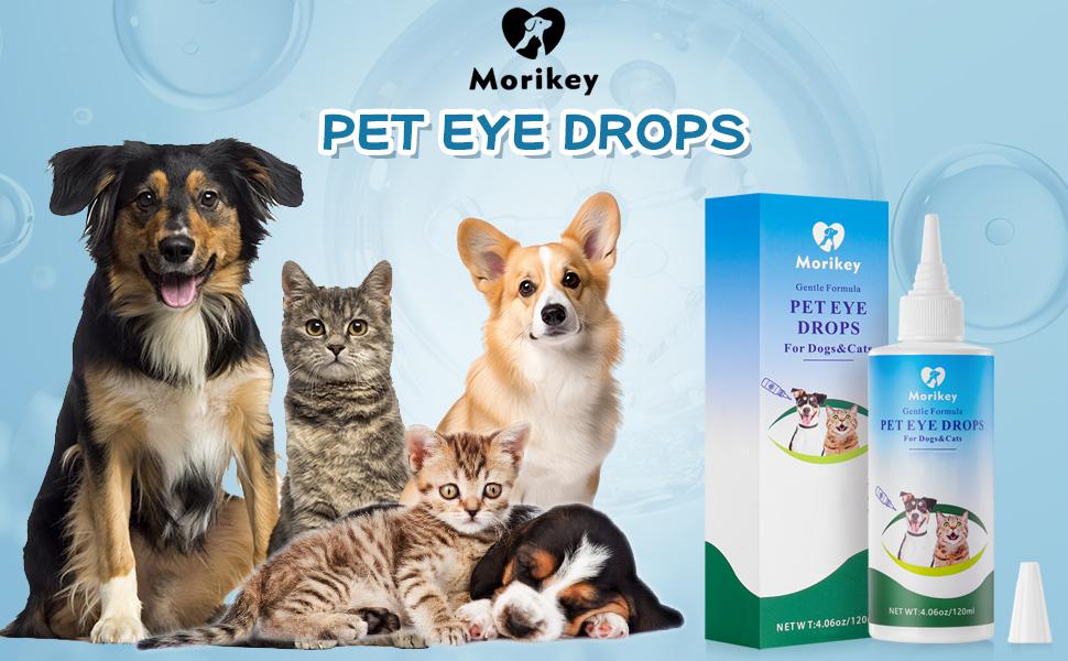 MORIKEY Pet Eye Drops Gentle Eye Care for Dogs and Cats Relieves Itching and Irritation Removes Tear Stains Safe Daily Use