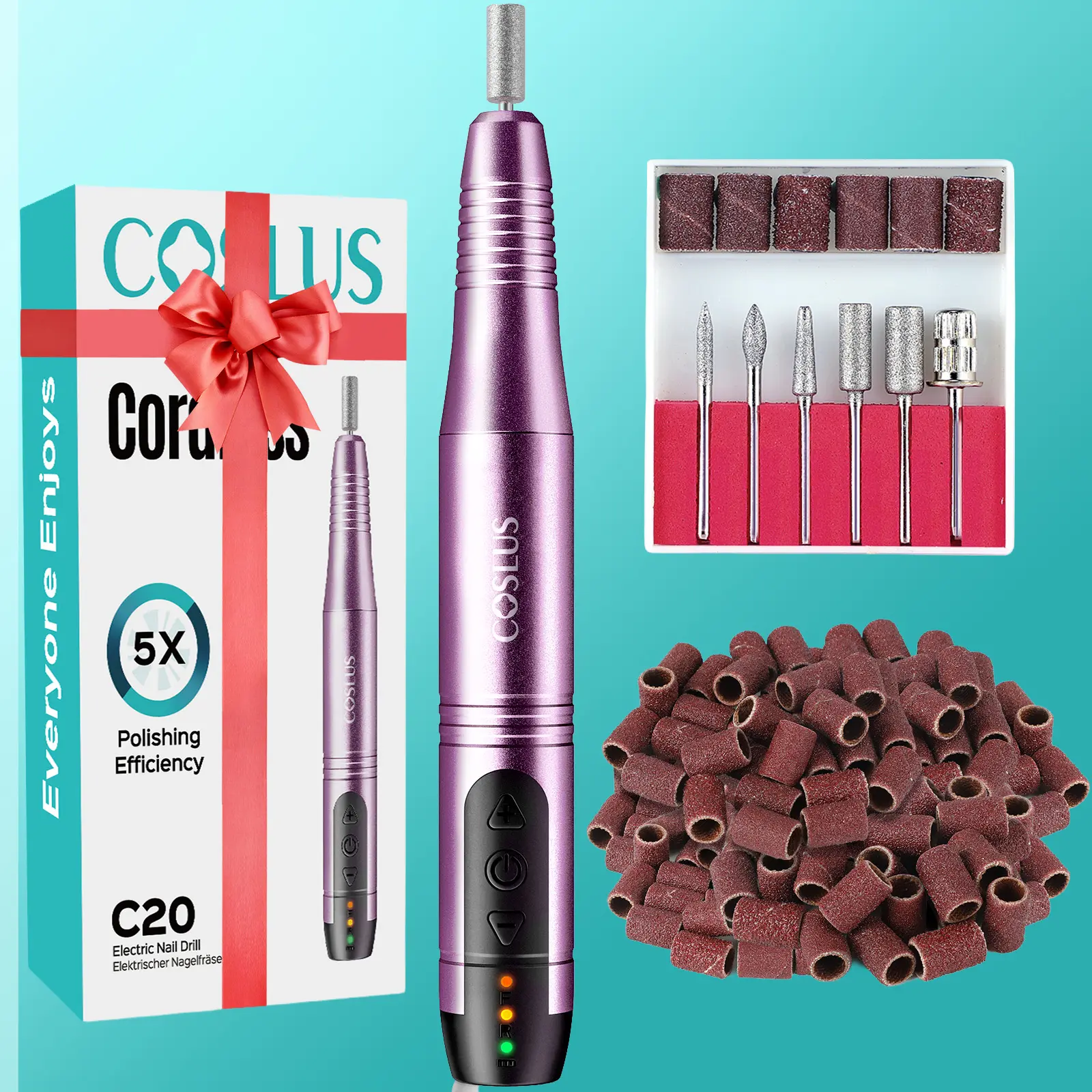 COSLUS C20 Cordless Electric Nail Drill Kit, Professional Portable Manicure & Pedicure Tool with UV LED Lamp, Bits & Bands for Cuticle and Callus Removal, Beauty Products, Uv Led Nail Lamp SummerFinds toenails pedicureroutine nailcare footcare nursemom