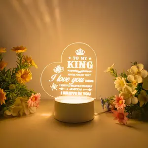 King Theme 3D Night Light, Home Decor Lamp, Indoor Decorative Light for Various Scenes, Bedside Lighting, Ideal Gift for Parents & Loved Ones, USB Powered
