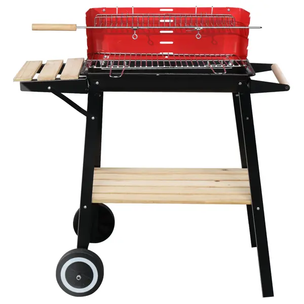 Outdoor BBQ Grill Charcoal Smoker with Wheels & Side Shelves - Portable Camping & Patio Barbecue