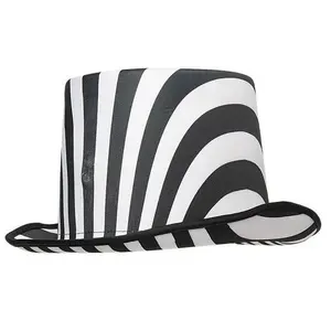 Top Hat - Black/White - Gothic - Beetlejuice - Costume Accessory - Adult