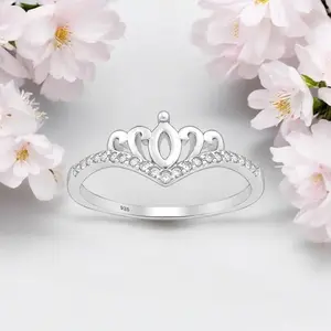 Sterling Silver Crown Chevron Ring