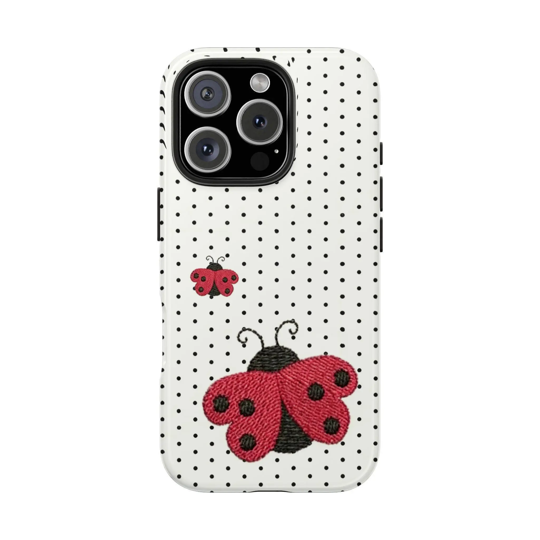 Whimsical Pink Ladybug Phone Case Cute Cottagecore Aesthetic Adorable Ladybird Patchwork Polka Dot Floral Design, Kawaii Whimsical Pink Ladybug Phone Case Cute Cottagecore Aesthetic Adorable Ladybird Patchwork Polka Dot Floral Design, Kawaii
