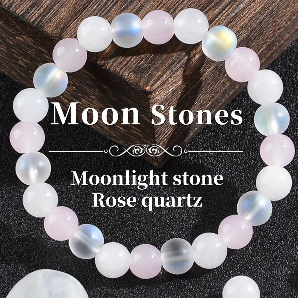White jade+pink crystal bracelet
