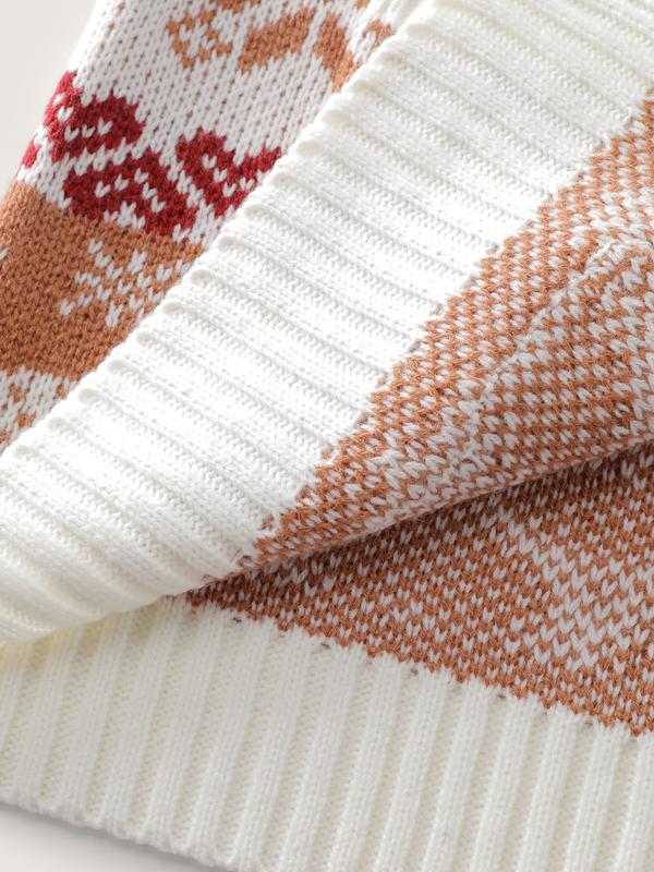 BLOOMCHIC Holiday Pattern Jacquard Shawl Collar Cardigan Casual Long Sleeve Kimono Geometric Knitwear Loose