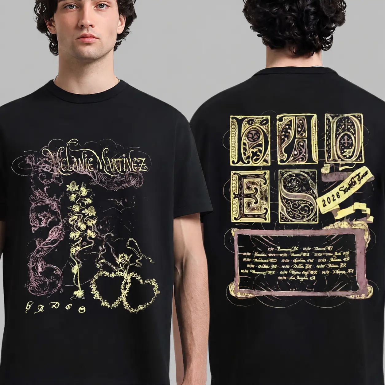 Women's Melanie Martinez Hades The Sacrifice Tour 2026 Merch Floral Flame 2-Sided T-Shirt, Unisex Y2K Oversize Crewneck, Breathable Cotton Summer Gift