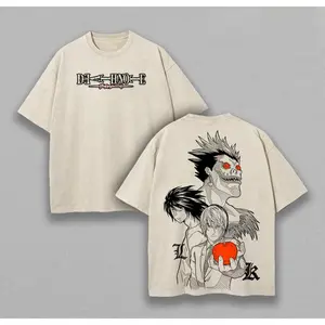 Retro Vintage Death Note Ryuk, Shinigami, Light Yagami Anime Vintage Washed Tee Unisex Mineral Anime Manga Washed Heavy Cotton T-shirt, Gift For Anime Fan, Anime Lover