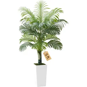 fathersdaygift  VEVOR Artificial Golden Cane Palm Tree, 6.5 FT Tall Faux Plant, PE Material Anti-Tip Tilt Protection Low-Maintenance Plant, Lifelike Green Fake Tree for Home Office Warehouse Decor Indoor OutdoorVEVOR Super Brand Day