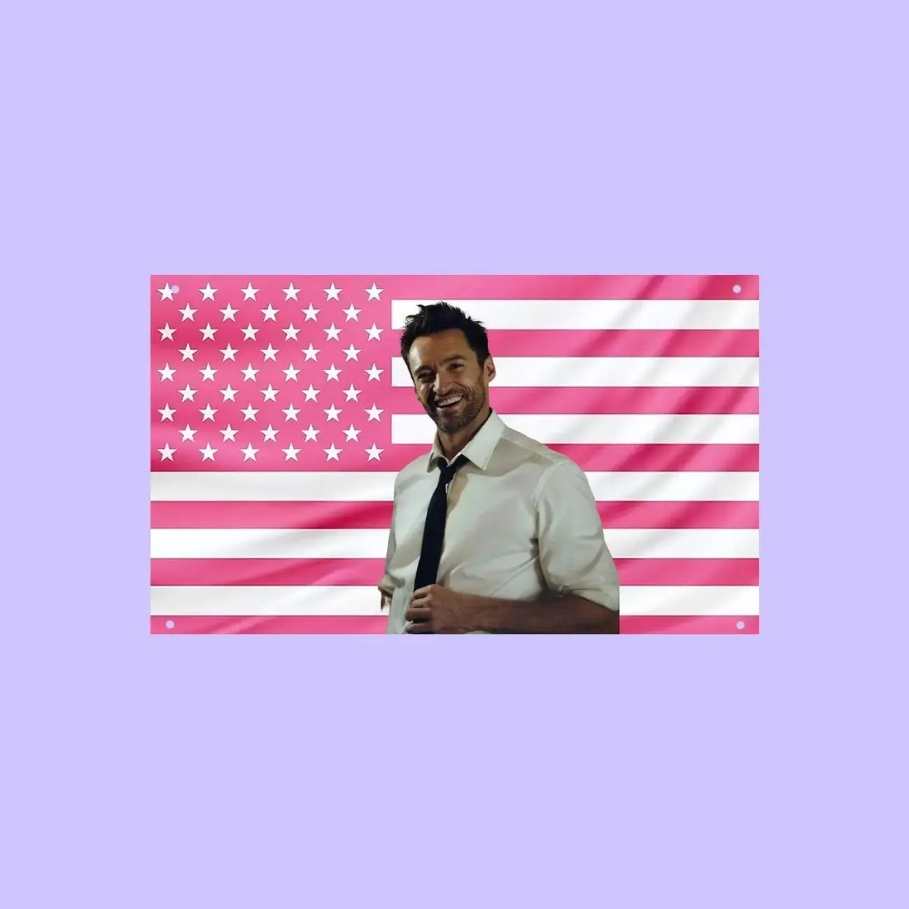 Hugh Jackman Pink US Wall Tapestry Flag, Actor Wall Art, Movie Bedroom Decor, Celebrity Fan Banner