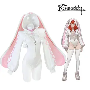 Koruraclub Heart-Lock Floppy Bunny Jumpsuit Cosplay KO103 Outfit Womenswear Comfortable Fit Minimalist Grey Basic Cosplay Clothes
