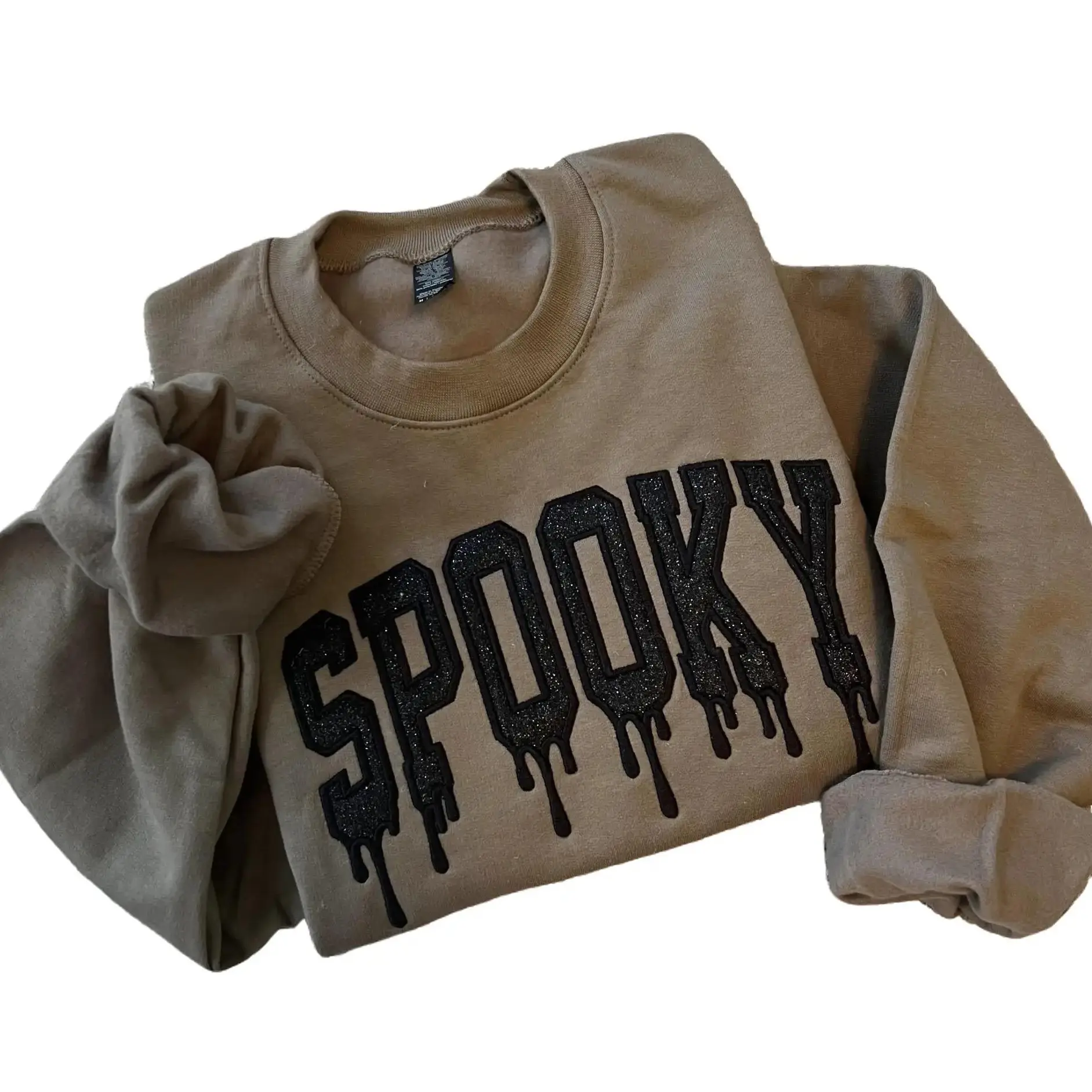 Embroidered spooky drippy glitter Halloween Sweatshirt