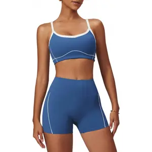 Women Workout Sets Color Block Sports Bra and Scrunch Butt Lifting Shorts Gym Yoga Active Wear Outfits2026
