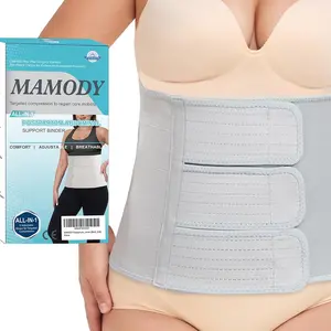 Postpartum Belly Band abdominal Binder for Natural Delivery & C-Section, Adjustable Compression Wrap, Abdominal Support Belt (Gray, S/M)Gift.