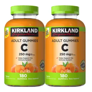 Kirkland Signature Vitamin C 250 mg 360 Adult Gummies Natural Fruit Flavors USP Verified 2 Bottles 180 Gummies Each for Adults