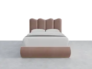 Luna Upholstered Panel Headboard - Vela Layout, 61" X 46", Curved Corner, Designer Upholstered, Easy Install, Fabric Exterior, High Headboard, Curved Corner Headboards, Designer Upholstered Headboards