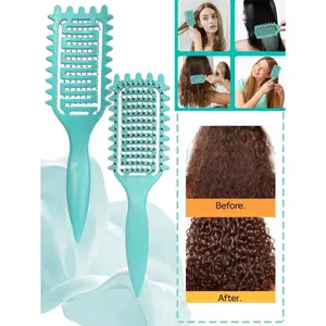 Curly Hair Brush With Side Gear, Curl Defining Styling Brush For Combing, Shaping Curls, Lightweight Anti-Tangle Hair Tool