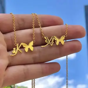 Butterfly Initial Necklace