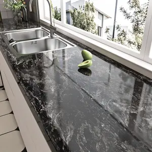 Black Dark Grey White Marble Contact Paper for Countertops Waterproof Marble Wallpaper Peel and Stick Countertops for Bathroom Counter Top Kitchen Counter Desk Table Locker Cover Wrap