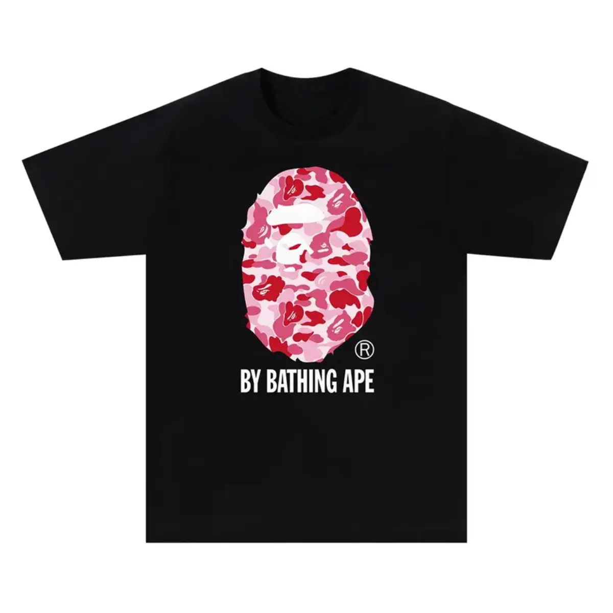 Pink Camo Ape Graphic T-Shirt, Streetwear Crew Neck Short Sleeve Tee, Urban Hip Hop Casual Graphic Top