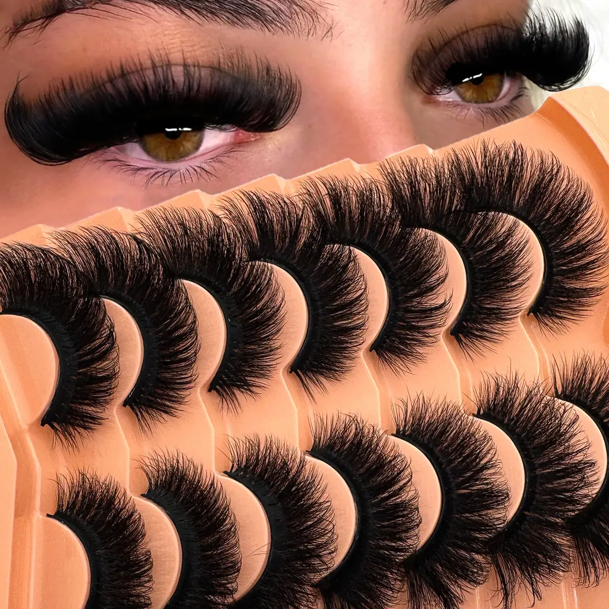 UMIRYAO 7 pairs of artificial mink eyelashes soft and fluffy false eyelashes thick and dramatic messy mink eyelashes cat eyes eyelashes long and clear eyelashes packaging long and thick false eyelashes suitable for festivals and parties