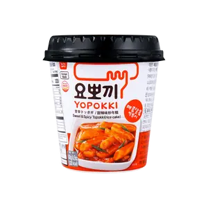 YOPOKKI Korean 0 Fat Spicy Rice Cake Cup - Sweet & Spicy Flavor, 140g - Ready to Eat!
