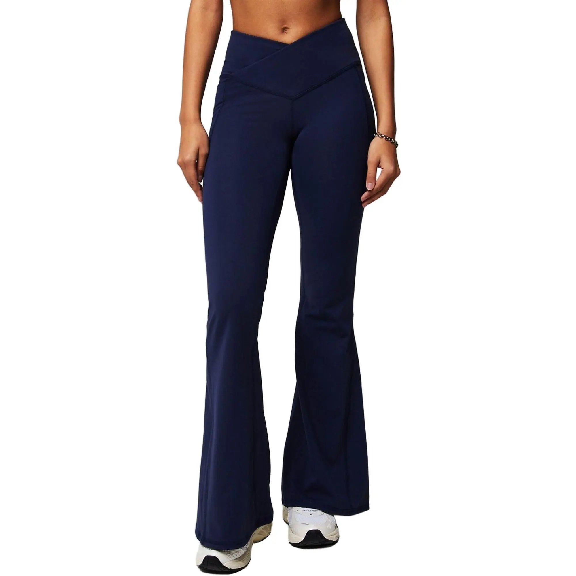 Fabletics Women's Pureluxe High-Waisted Crossover Flared Pants, Breathable, Comfy, Pockets, All-Seasons Wear