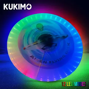 KUKIMO LED Light Up Flying Disc, 12 LED Modes Glow in The Dark Frisbee, Lightweight, Impact-Resistant Flying Disc for Night Games & Fun Outdoor Toy