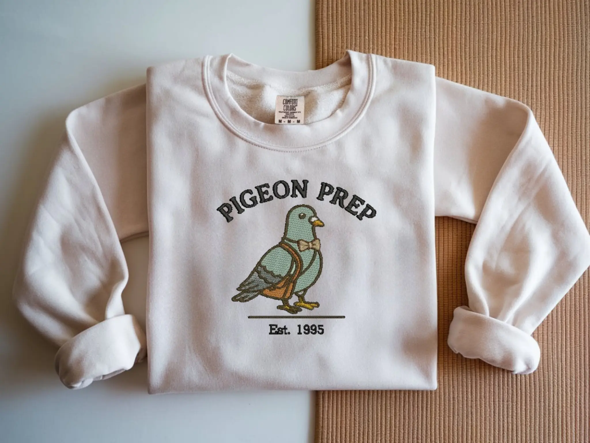 Pigeon Prep Embroidered Sweatshirt | Cottagecore Streetwear Crew