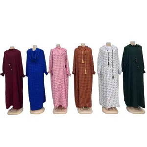 Polka Dot Prayer Abaya Set with Matching Hijab | Modest Elegant Dress for Daily Wear, Eid & Prayer