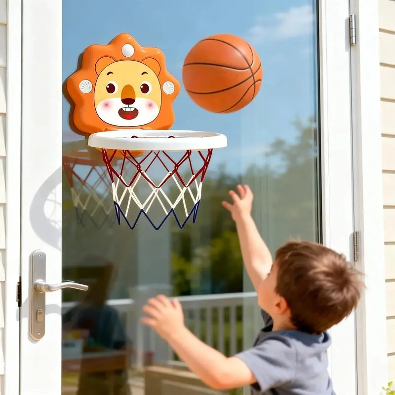 Cartoon Animal Wall-Mounted Basketball Hoop Set for Unisex Youngsters - Indoor/Outdoor Sports Toy with Mini Balls, Pump, Active Play Gear, Suitable for Various Settings, Holiday Gift
