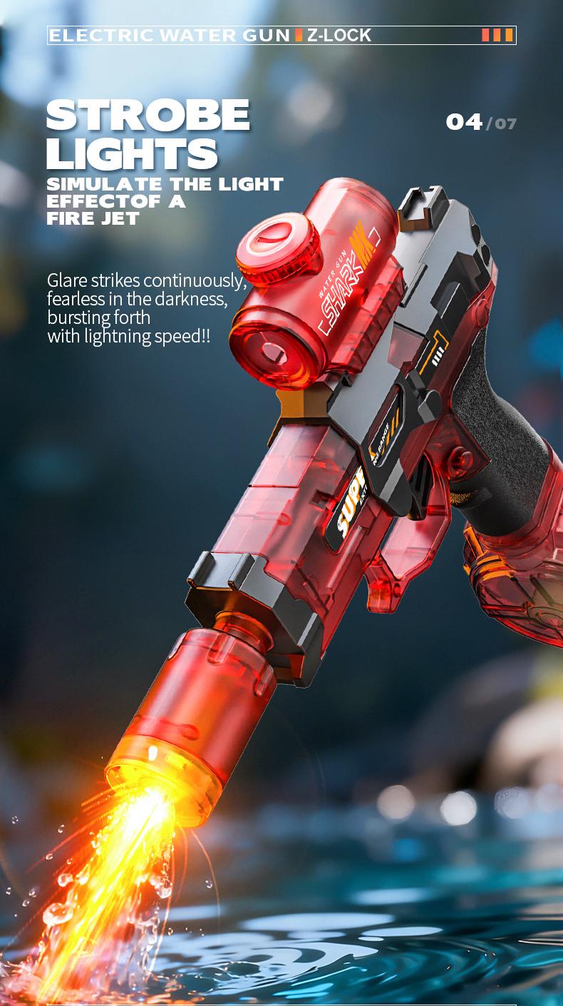 2026 Ultimate Battle Powerful Electric Water Gun, IP67 Waterproof, Automatic Squirt Pistol with Glowing Realistic Muzzle 320cc Strong Outdoor Toy forKids, Summer Fun Water Gun