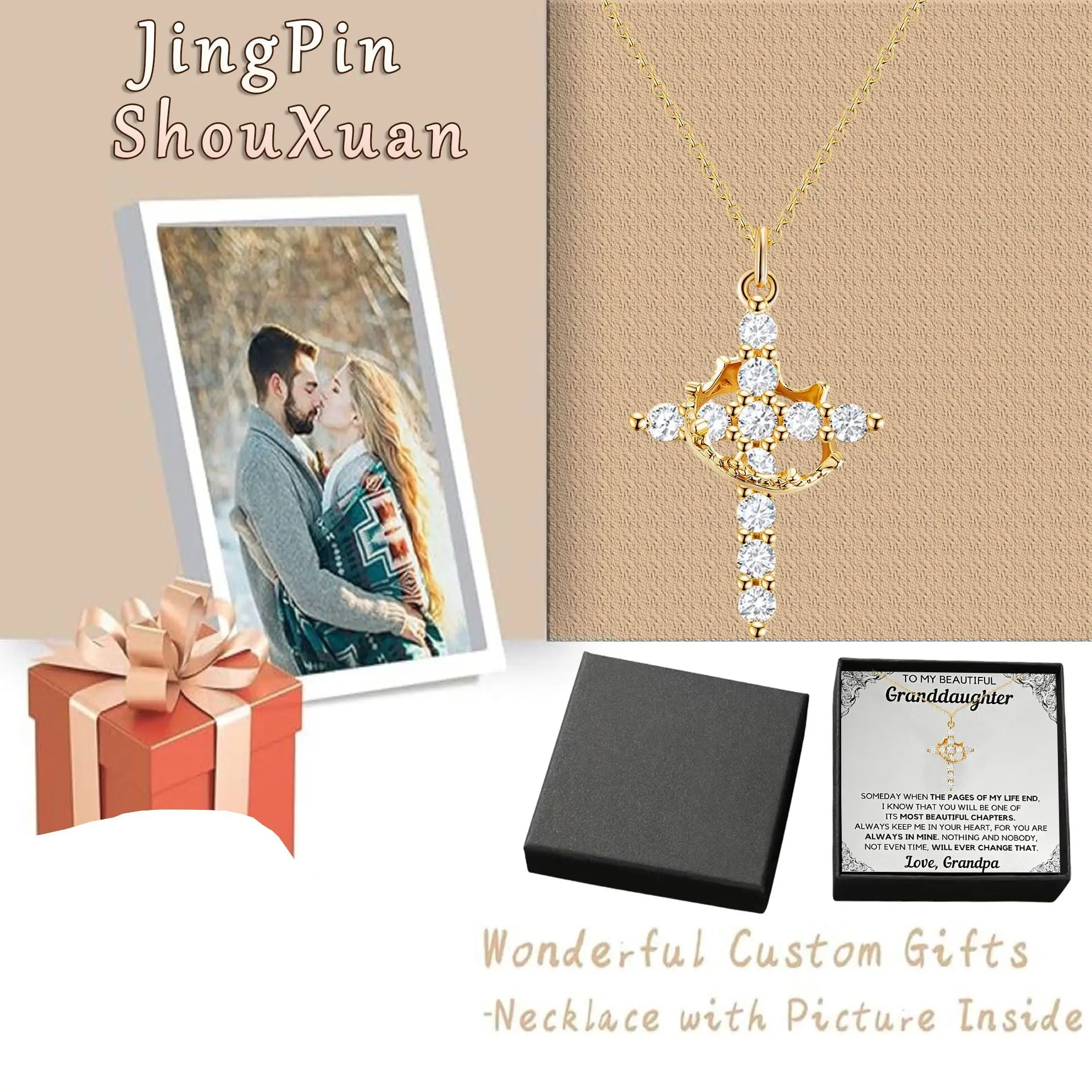 Unique new high-end pendant with a rotatable cross, crown, and circular necklace, a gift for girlfriends, women, and couples Unique new high-end pendant with a rotatable cross, crown, and circular necklace, a gift for girlfriends, women, and couples