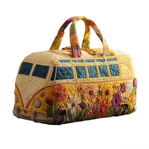 Boho Quilted Weekender Duffle Bag - Lightweight Large-Capacity Gym Carry-On, Overnight Tote with Thick-Soled Soft Leather Shoe Storage, Multi-Purpose Shoulder Bag for Short Trips
