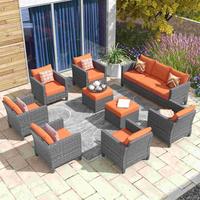 Grey Wicker Orange Cushion