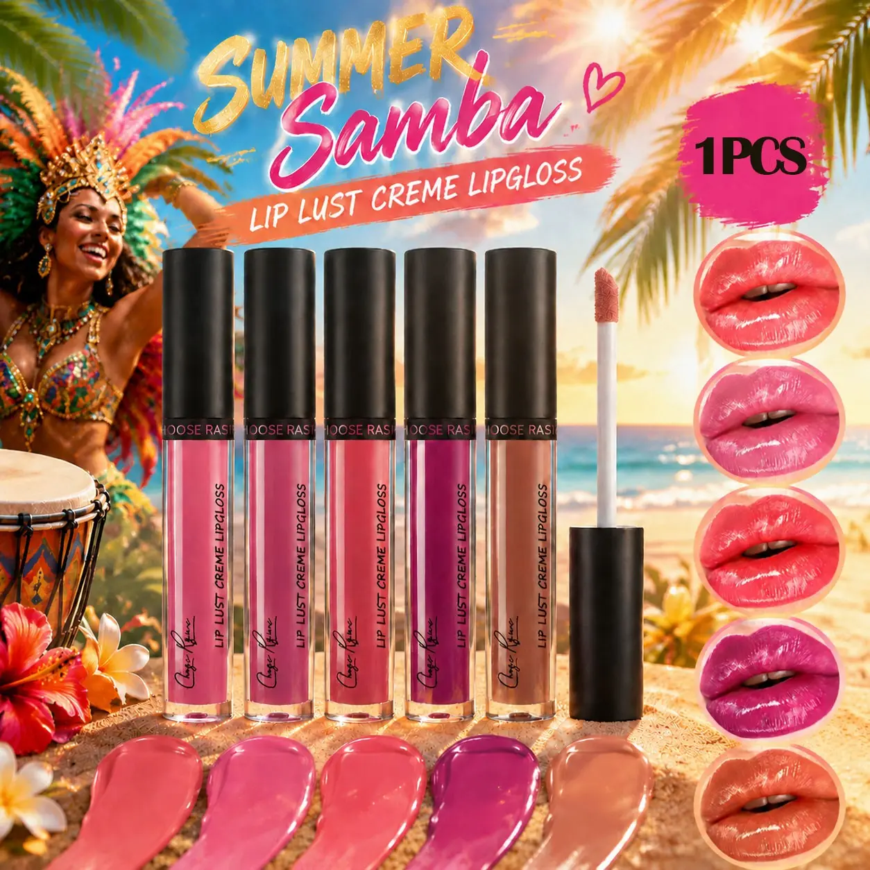 Choose Rasme Liquid Lip Gloss, Moisturizing Gentle Glossy Dewy Finish, 0.17fl.oz/5ML, Summer Essential, Daily, Non-Flammable, No Ca Prop 65, Scpn/cpnp Notified