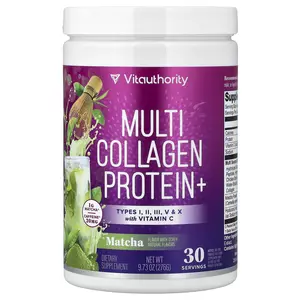 Vitauthority Multi Collagen Protein+, Matcha, 9.73 oz (276 g)