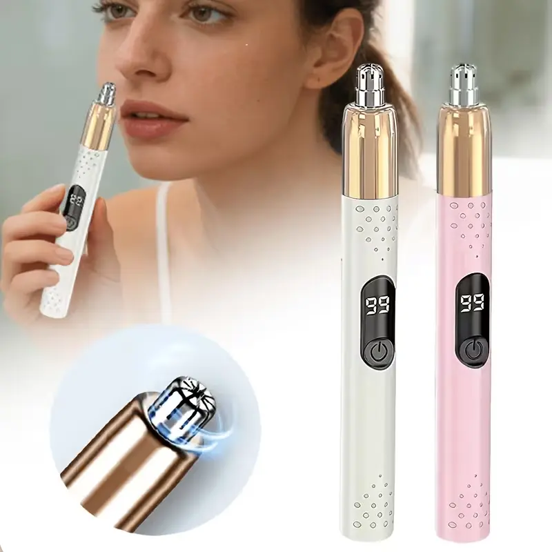 2 in 1 Portable Electric Ear and Nose Hair Trimmer Clipper,USB-C Rechargeable, Waterproof,LED Display, Water-Resistant Dual Edge Blades, Easy Cleaning for Smooth Shave