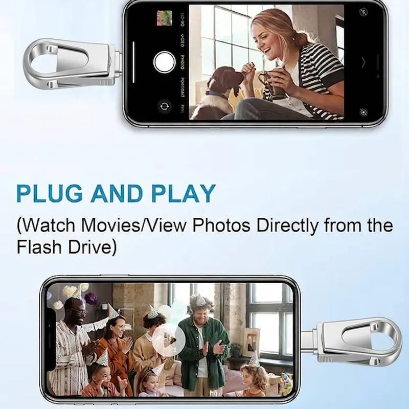 3-in-1 Thumb Drive with Dual USB Connector - OTG Type-C Flash Drive for Data Storage, USB 3.0 Speeds Make Files Move Fast, Compatible with All Android/iOS/HarmonyOS Phones & Computers