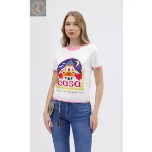Nobello European Knit Graphic T-Shirt - Unique Women's Designer Tee