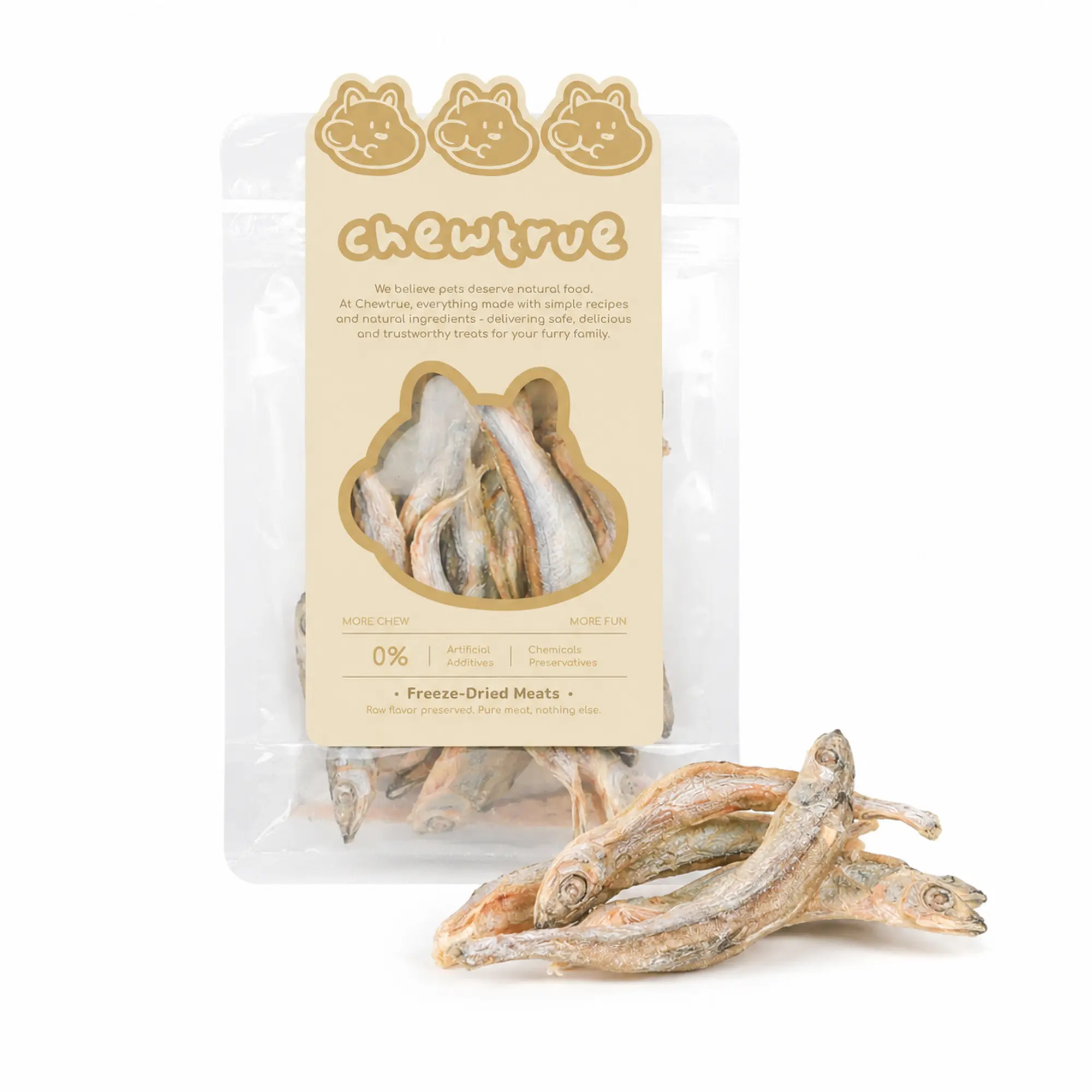 ChewTrue Freeze-Dried Whole Capelin pet snack , Rich in Omega-3 Fatty Acids, Supports skin health, coat shine, joint comfort, and inflammatory balance. suitable for dogs and cats.（Pack size:30g ）