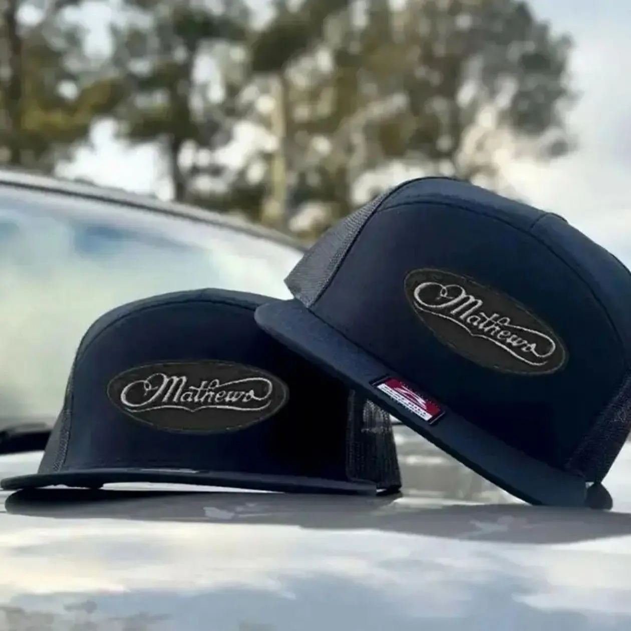 Mathews Archery 7 Panel Camo Trucker Hat | Mesh Snapback Hunting Cap | Flat Bill Bowhunter Hat | Archery Gift for Him , Gift For Dad