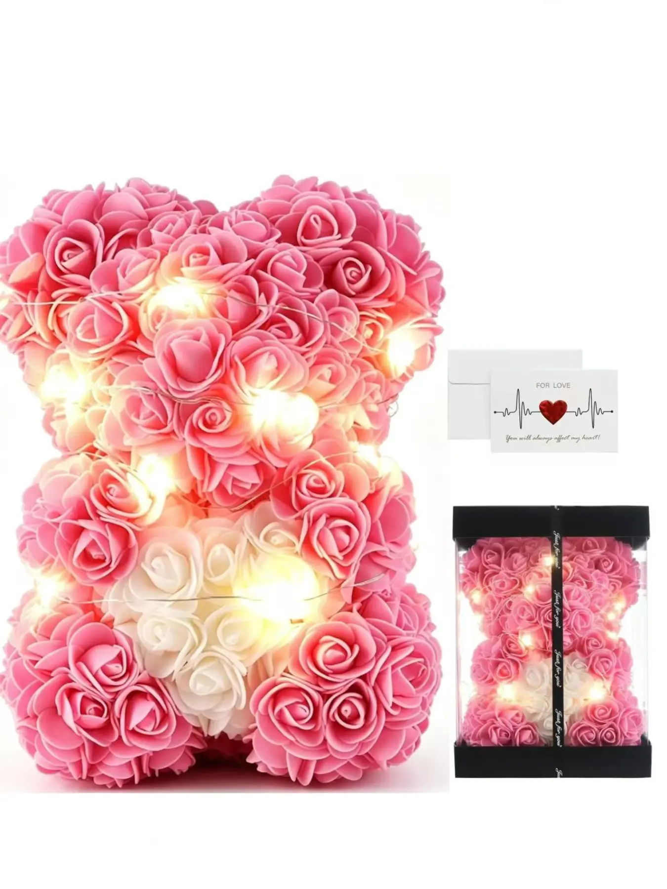 Creative Pe Rose Flower Bear Gift Box, Halloween Christmas Valentine's Day Anniversary Decoration, Realistic Foam Flower Ornament