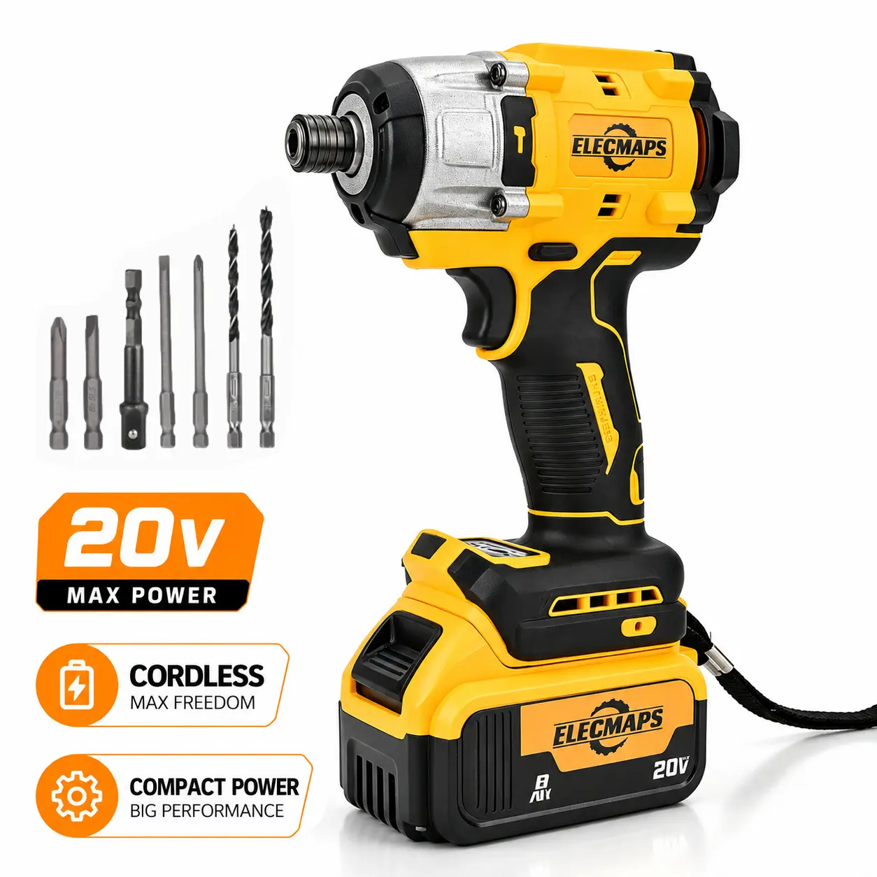 Impact screwdriver, speed adjustable in both directions, suitable for home renovation.