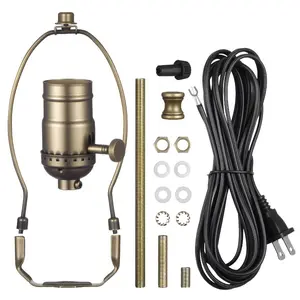 VEVOR Lamp Rewire Kit, E26 Lamp Socket with 12 ft Matching Cord, Antique Bronze Finish, Lamps Making Kit with All Essential Hardware, Light Wiring Kits for Table Floor Lamps, DIY Rewire or Repair