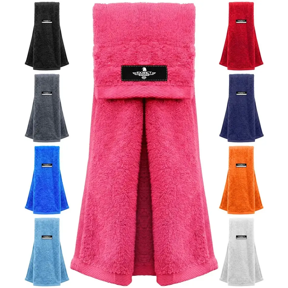 Exxact Sports Unisex 100% Cotton Pink Football Face Towel for Football Players - Hook and Loop Fastener, Lightweight, Quick-Dry, Durable, Customizable, Anti-Snagging, Attached Name and Number Tag, Secure Hold, Hand Cleaning, Bathroom Towel