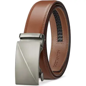 Mens Belt Leather Ratchet Belt For Men Dress and Casual with Adjustable Buckle, Trim to Fit